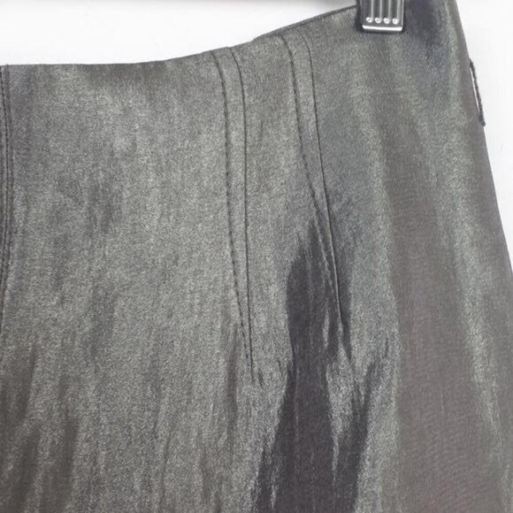 ANN TAYLOR - Silver Tone "Raw Silk Look" Skirt 2 - Picture 2 of 9